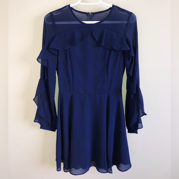 Lulu’s Blue Ruffle Sleeve Dress - Picture 2 of 2